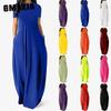 Women Casual Loose Long Dress O-Neck Short Sleeve Summer Beach Dress Elegant Party Dress