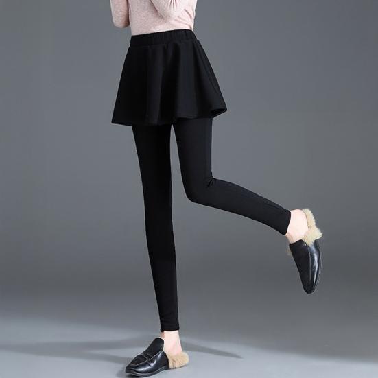 Женские зимние брюки-кюлоты однотонные с высокой талией плиссированные брюки-юбка ложный комплект из двух частей леггинсы-юбка