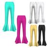 Bronzing Cloth High Waist Flare Trousers Kids Girls Dance Wear Stage Costume Ruffle Hem Bell Bottom Long Pants