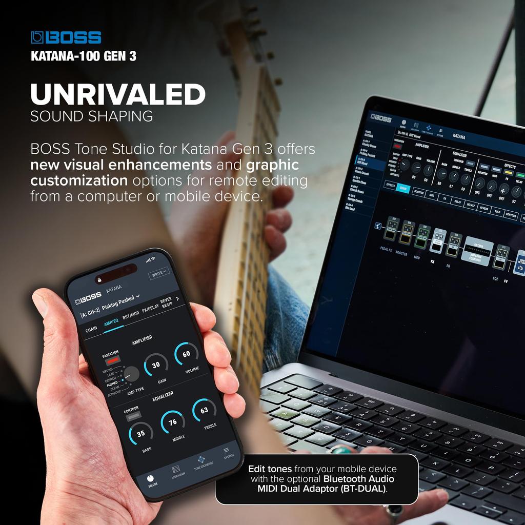 BOSS GEN 3 Guitar Amplifier Combo 3rd Generation 100 Watt with 12 Inch Speaker KATANA-100 Multi-Function