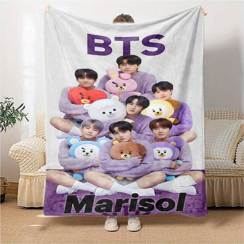 Bts Love Story Flannel blanket, soft and warm, suitable for beds and sofas, all seasons, portable travel blanket. 0730132