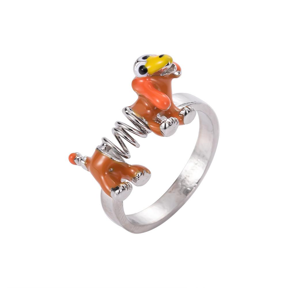 Ring Cute Cartoon Spring Dripping Oil Color Dog Ring Personalized Ring