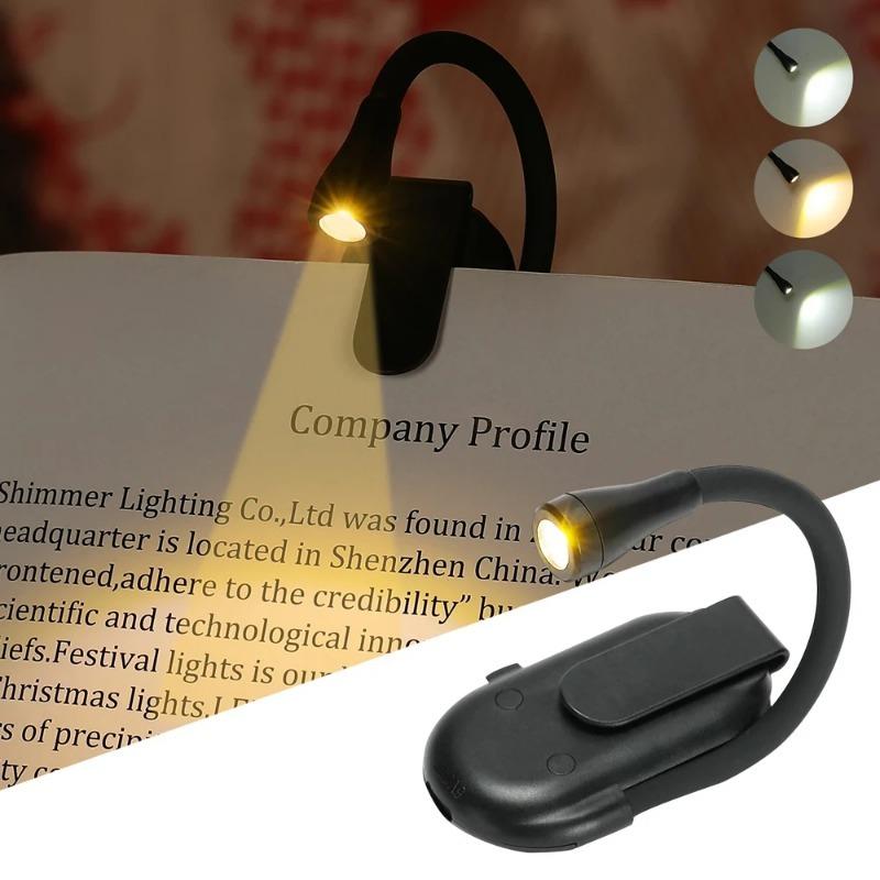 Новый USB-перезаряжаемый портативный 3-цветный светильник для чтения, лампа для чтения в постели, подарки для любителей книг, светодиодный светильник для чтения
