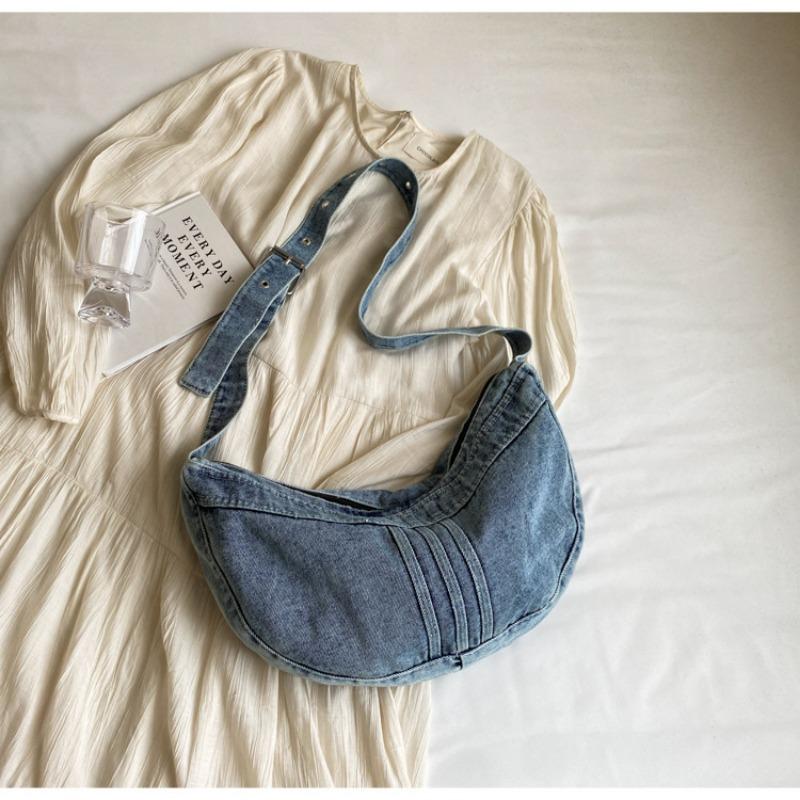 Студенческая сумка через плечо, японская джинсовая сумка Харадзюку для девочек, корейская универсальная сумка кроссбоди, женская сумка-пельмень через плечо