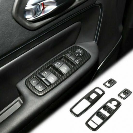 Для Jeep Cherokee 2014- Накладка на панель переключателей стеклоподъемников в салоне из углеродного волокна