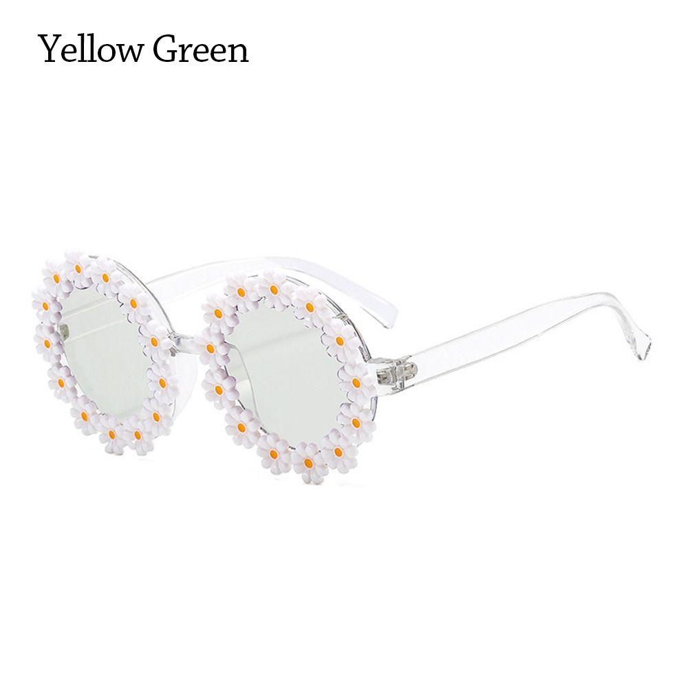 Fashion Disco Party Flower Sun Glasses Round Frame Daisy Sunglasses for Women Shades