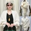 Autumn Winter Knitting Shawl Ribbed Trim Long Sleeve Open Front Shawl Wrap Solid Color Ribbed Trim Cozy Wrap