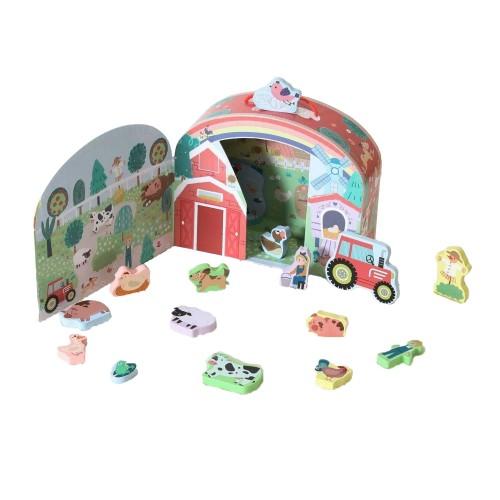 Toy Life Childrens/Kids Wooden Farm Play Set