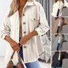 Women Shirt Lapel Long Sleeve Flap Pocket Shirt Tops Single Breasted Solid Color Twist Texture Oversized Fit Shirt Jacket
