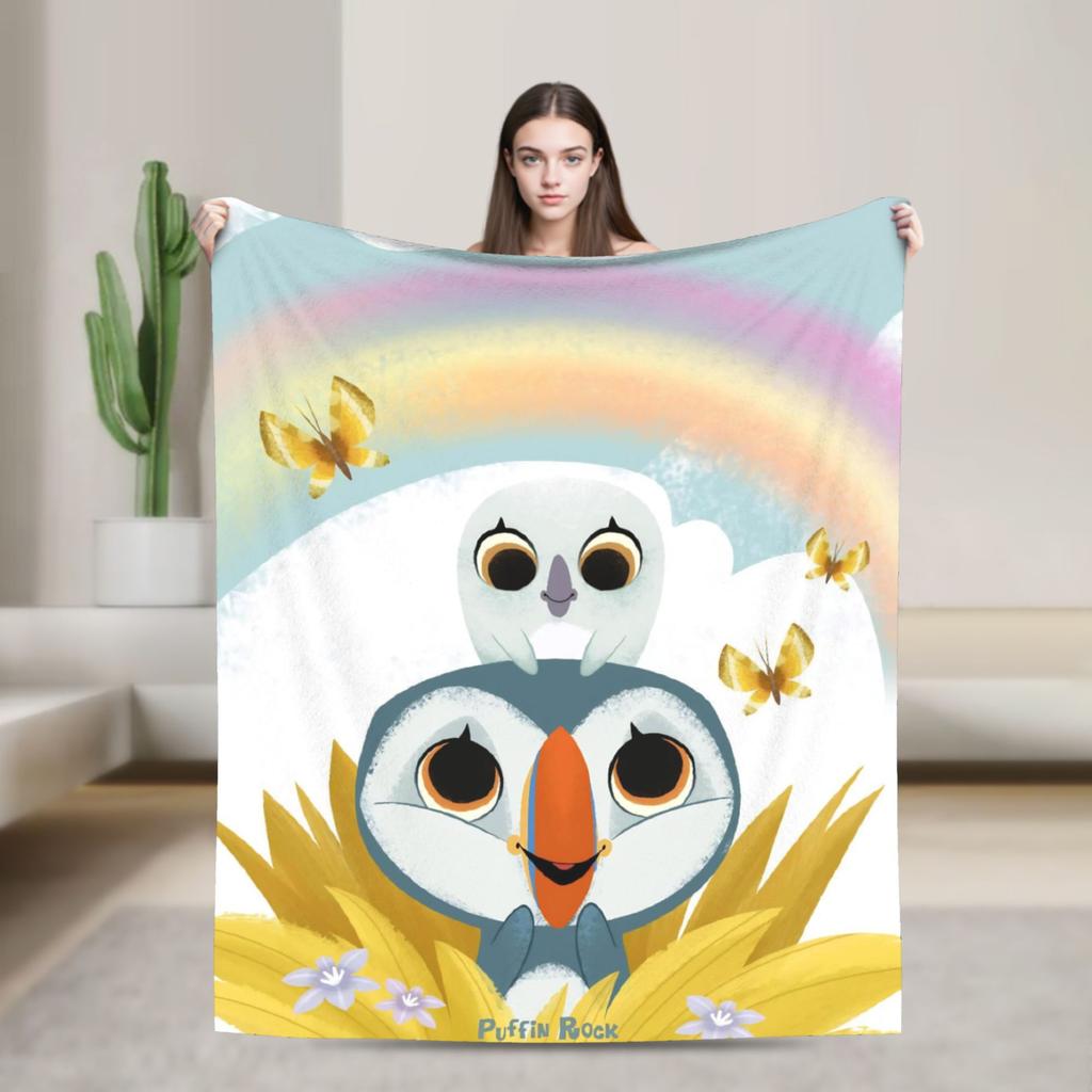 Puffin Rock Oona Baba Fashion Blankets Fleece Cartoon TV Watercolor Soft Throw Fashion Blanket for Bedding Throws Quilt Multi-function