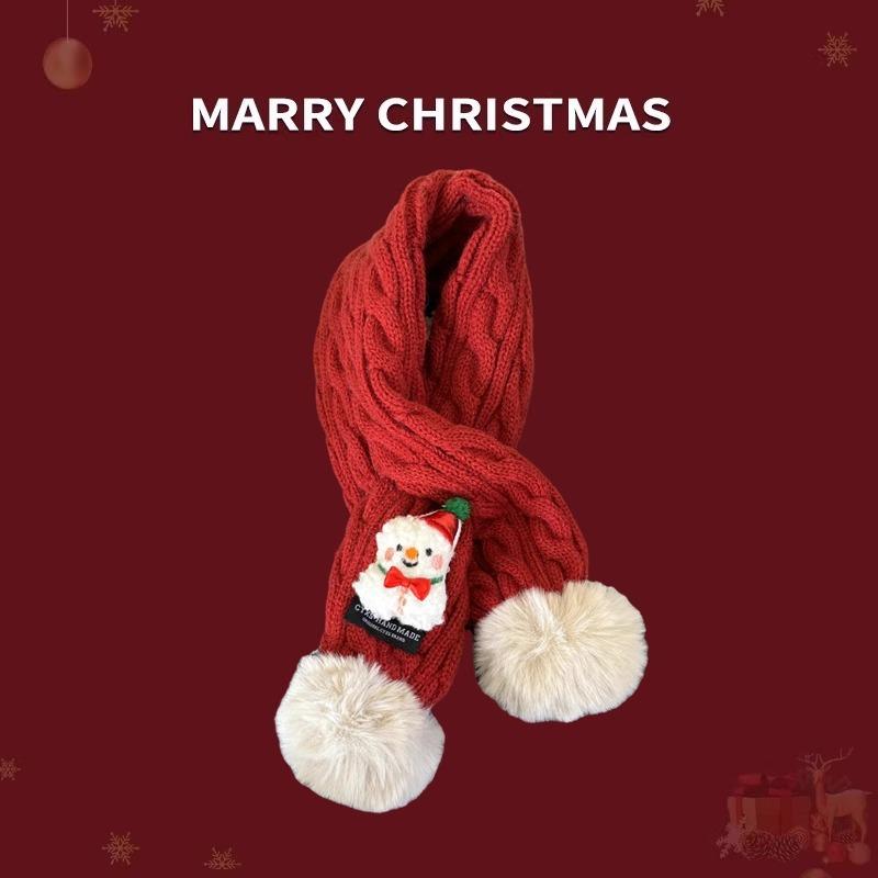 Детский шарф осень и зима новый рождественский мужской красный теплый детский шерстяной вязаный шарф для девочек утолщенный шарф