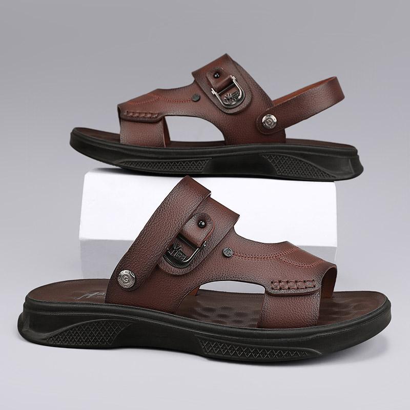 Классические мужские сандалии в стиле ретро, ​​дышащие нескользящие уличные тапочки на мягкой подошве, модная пляжная обувь, летние мужские шлепанцы