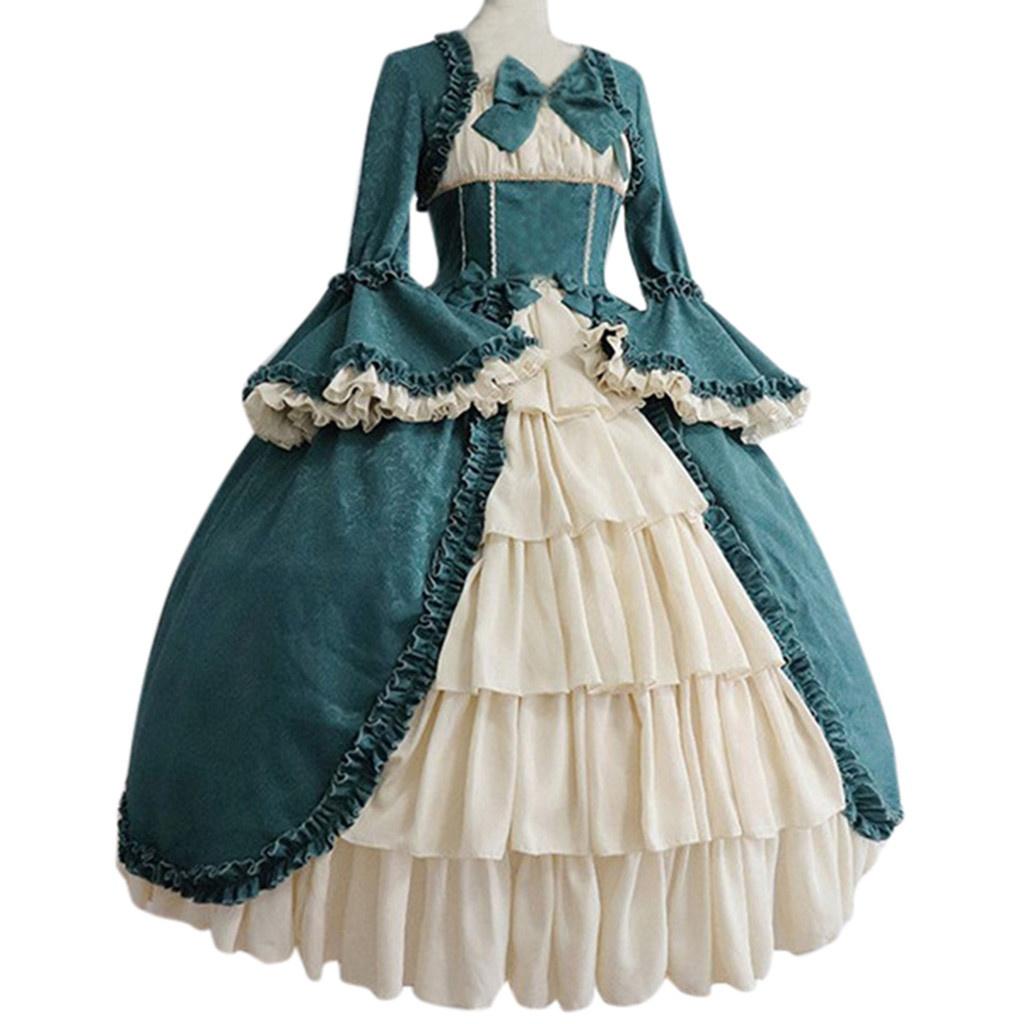 Модные женские средневековые платья, винтажное готическое платье с квадратным воротником, кружевное платье с бантом, вечернее платье, длинное платье