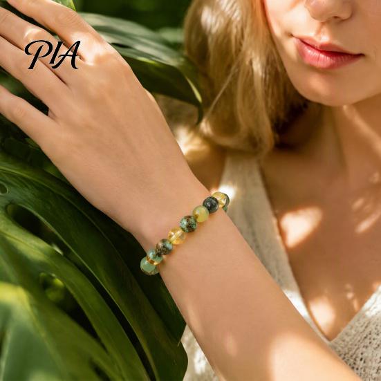 Unique Texture Gemstone Bangle Handmade Natural Stone Stretch Bracelet, Adjustable Elastic Healing Faux Positive Energy Meditation Accessory