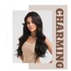 Womens Black Brown Long Wavy Synthetic Full Wig With Center Part Natural Bangs