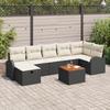 8-Piece Modular Garden Sofa Set with Black Poly Rattan Cushions, 2-Seater Garden Sofa 3360848