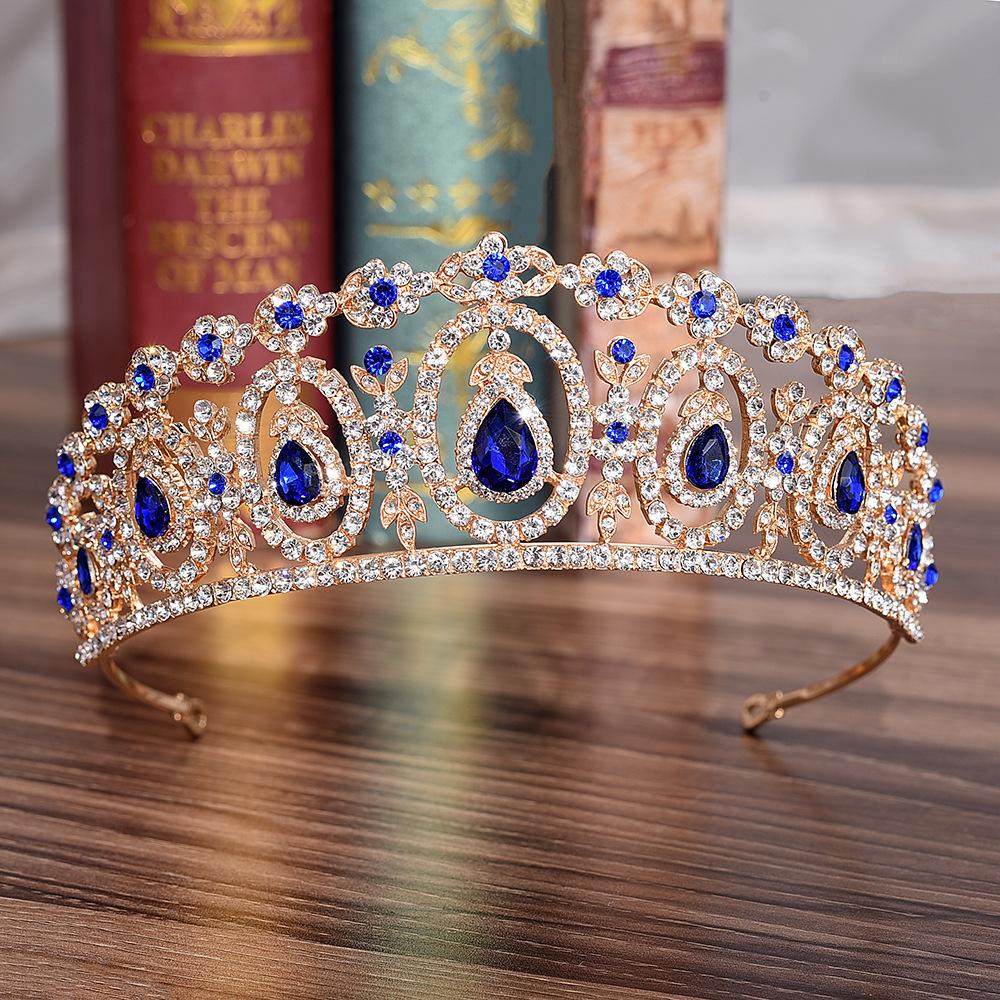 Popular New Baroque Multi-color Rhinestone Bridal Crown Headband Wedding Alloy Accessories