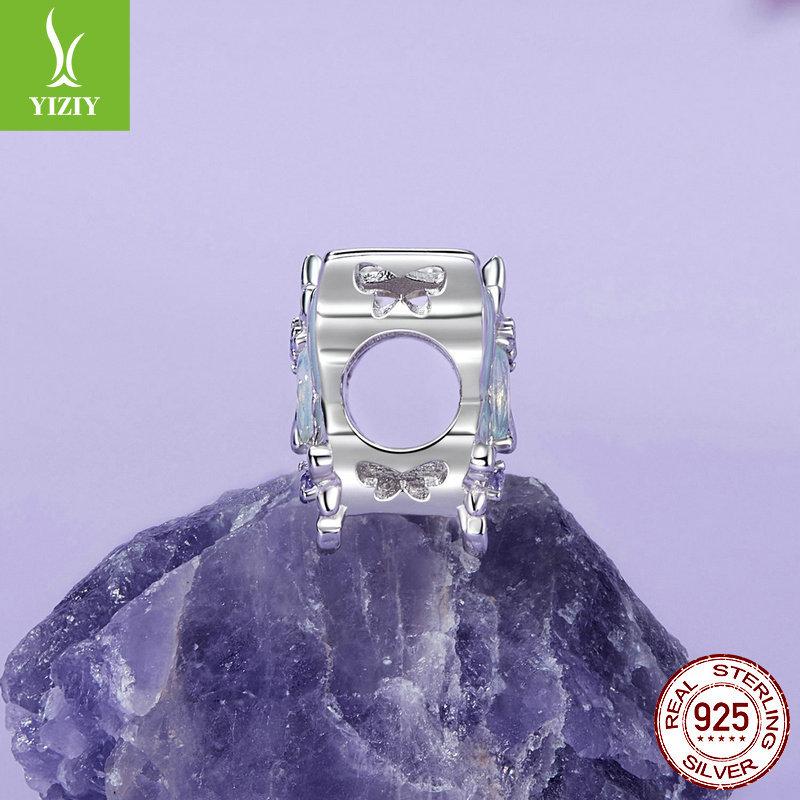 Романтический браслет 'Ирис-бабочка' своими руками из бисера, элегантные фиолетовые бусины из стерлингового серебра S925, рассыпные бусины