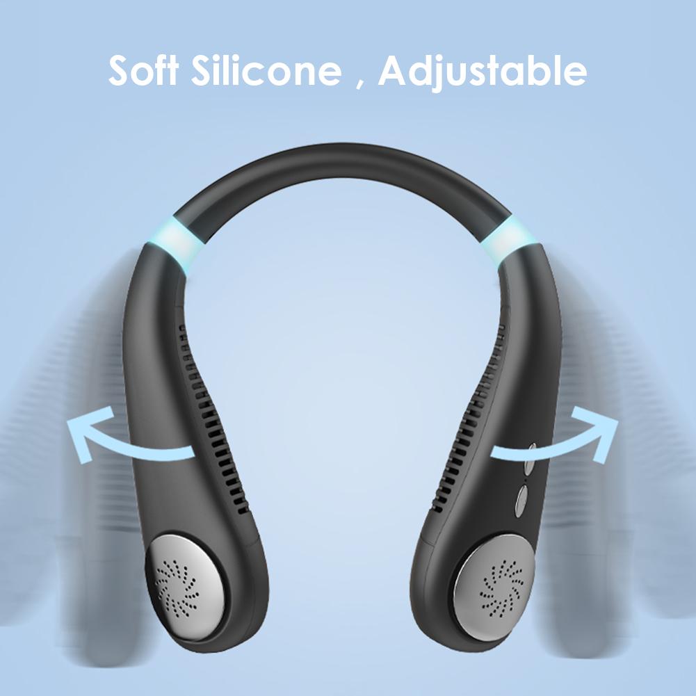 Новый мини-3-скоростной безлопастный вентилятор, подвесной двойной охлаждающий вентилятор, USB-портативный перезаряжаемый бесшумный вентилятор для путешествий на открытом воздухе, в помещении