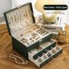 Exquisite Three-Layer Jewelry Storage Box with Large Capacity and Multi-Layer Drawer for Necklaces, Earrings, and Hand Jewelry
