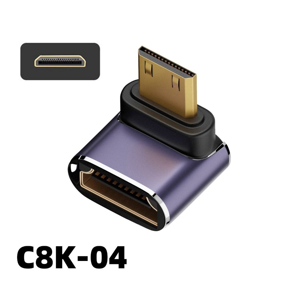 90 градусов Мужской на Женский HD 2.1 Mini / Micro HD в HDMI-совместимый конвертер 8K 60HZ HDTV адаптер