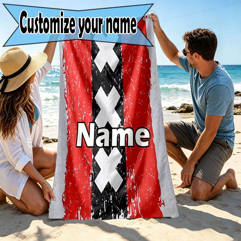 Custom Name Personalized Ajax Print Beach Towel, for Trip Camping Beach Party Home Decor, Birthday Gift for Family & Friends