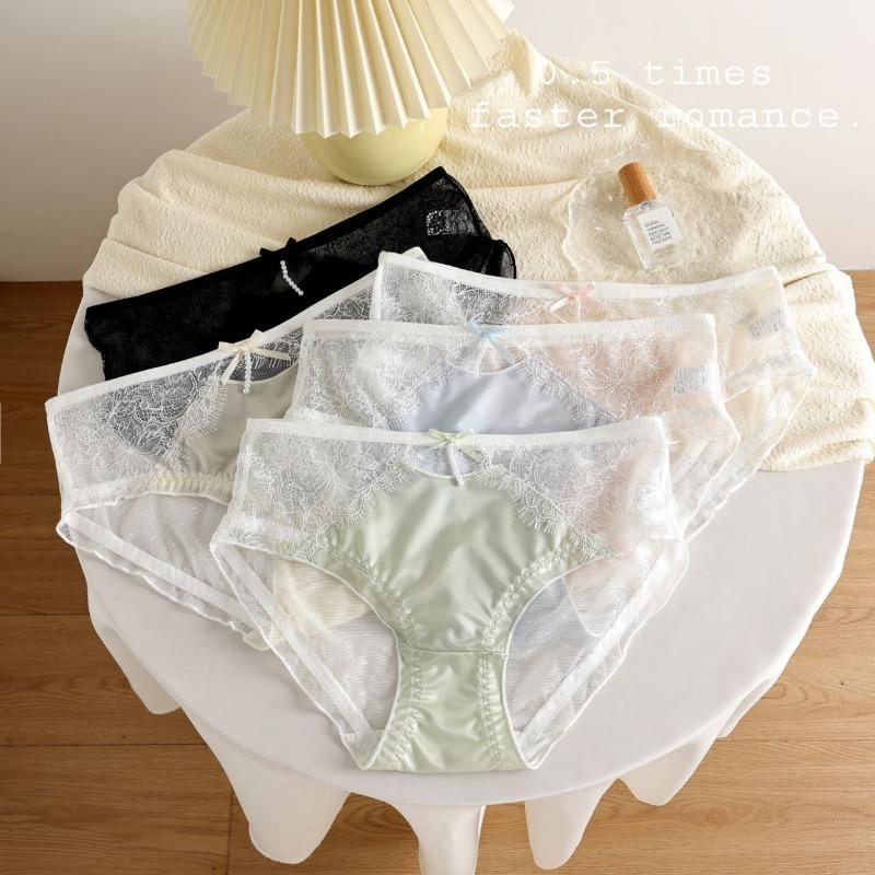 Spring Summer Lace Silk Fabric Seamless Low Waist Briefs Thin Design Comfortable Breathable Skin Friendly Women's Underwear Panties