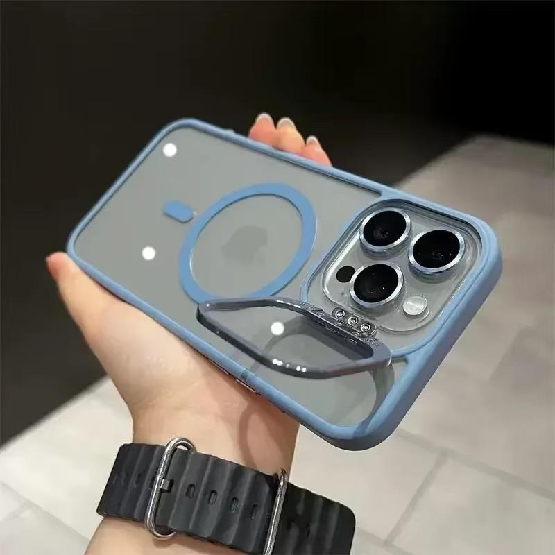 Для iPhone 17 Pro Max Роскошный Магнитный Ударопрочный Чехол Для iPhone 15 14 13 12 16 Pro Max Magsafe С подставкой Защитная крышка для стеклянной линзы