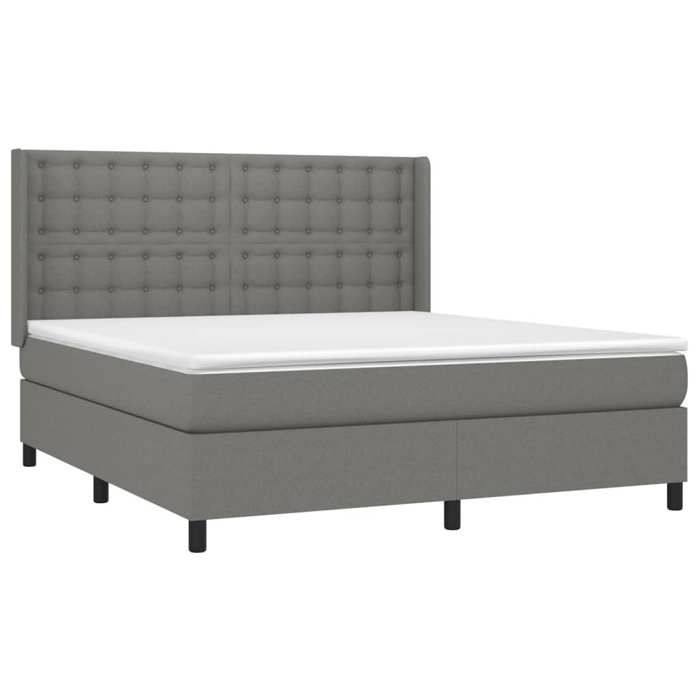 Maison Exclusive - Sommier à lattes de lit matelas LED Gris foncé 160x200 cm Tissu