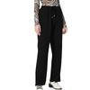Women's High Waist Adjustable Knot Flowy Cotton And Linen Trousers Wide Leg Pants