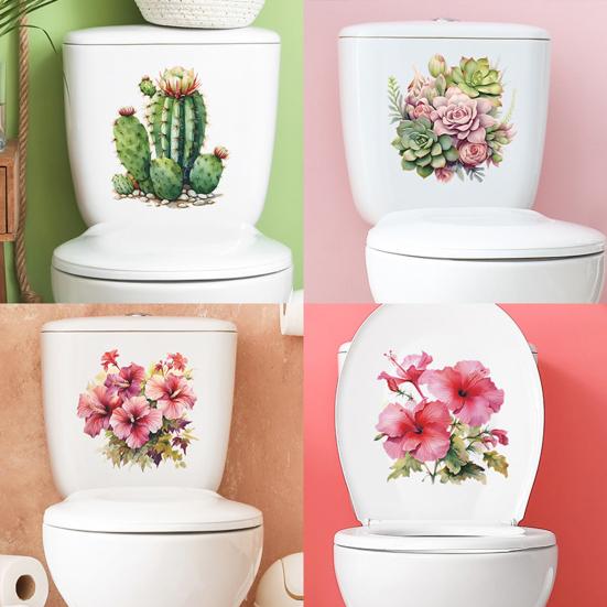 Наклейка на унитаз яркий цвет изысканный цветочный узор наклейка на крышку унитаза для украшения ванной комнаты дома