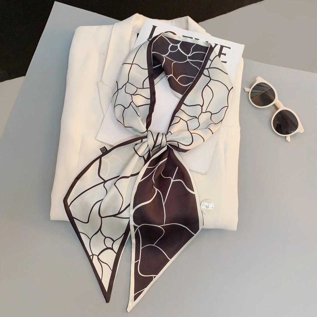 Luxury Design Zebra In Flowers Women Scarf Luxury Silk Scarf Fashion Hair Headband Foulard Skinny Bag Scarves Neckerchief Lady