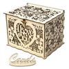 Wooden Elegant Wedding Cards Box Hollow Out Wedding Money Box with Lock for Romantic Wedding