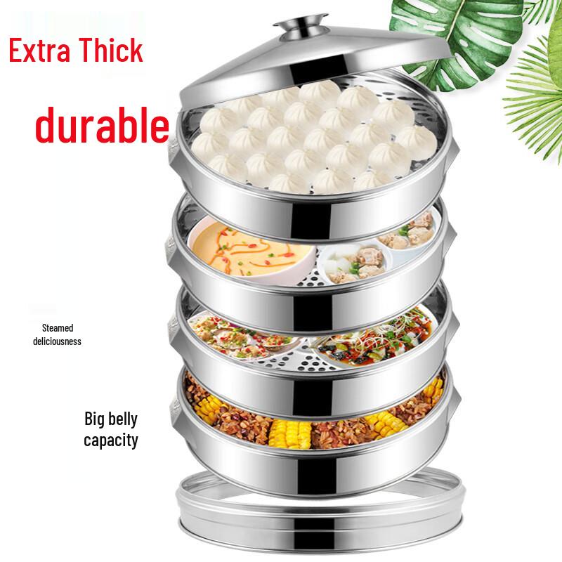 SuLe 47cm Rectangular 5-Layer Thickened Stainless Steel Steamer Pot