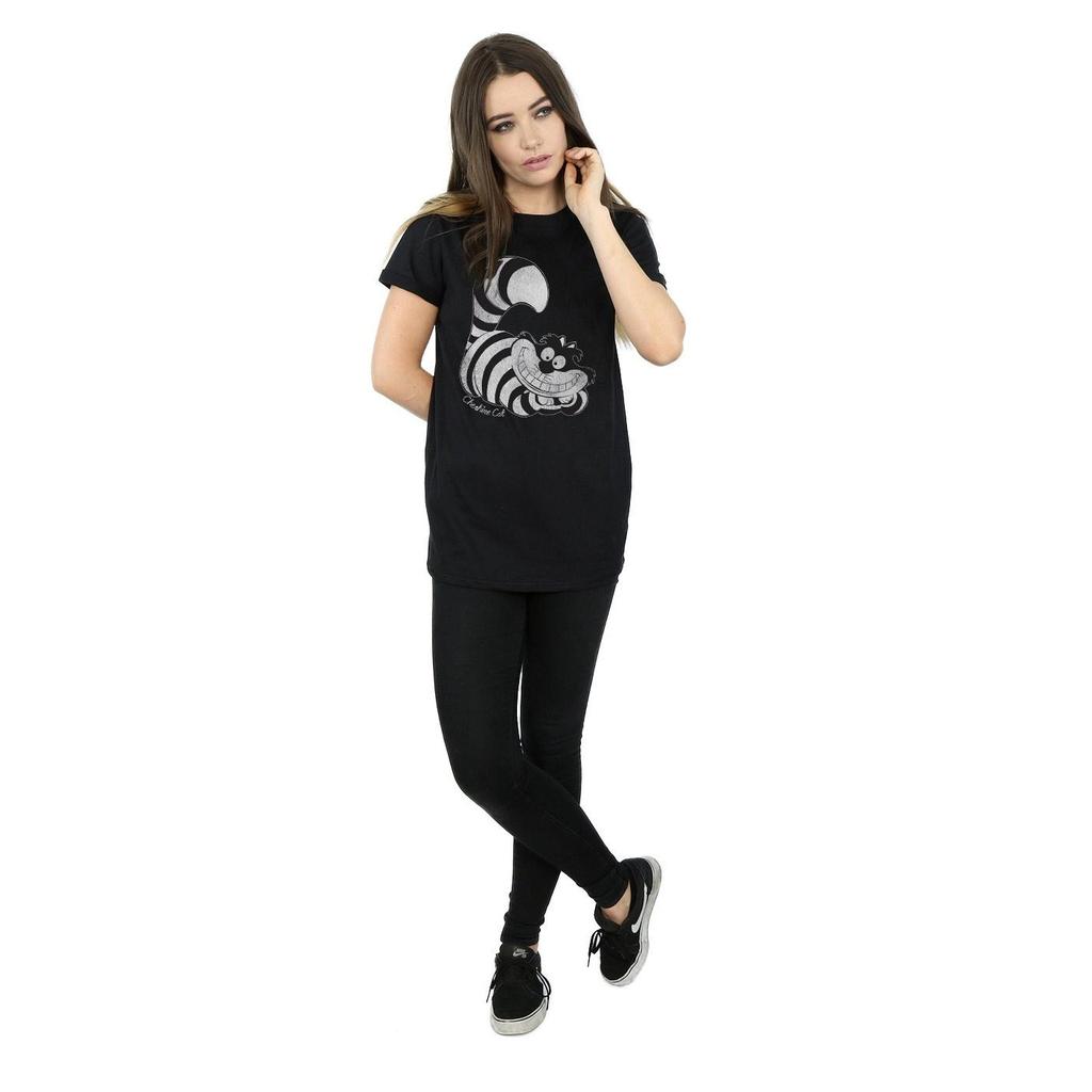 Disney Womens/Ladies Alice In Wonderland Mono Cheshire Cat Cotton Boyfriend T-Shirt