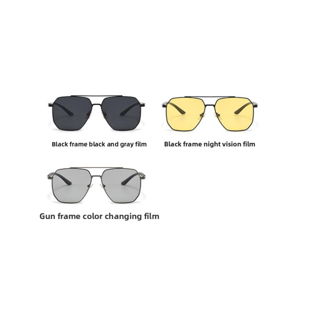 Polarized Sunglasses Men's High-end UV Protection Driving Yellow Lenses Sunglasses Anti-glare Square Fishing Glasses