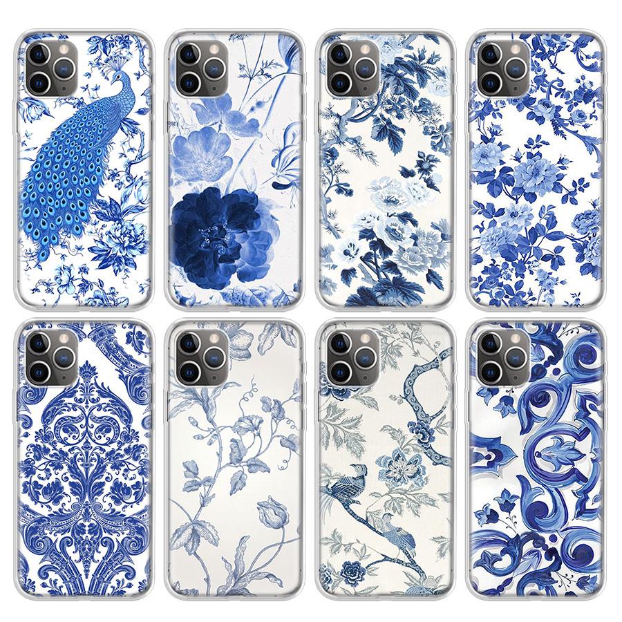 Blue and white porcelain Phone Case For iPhone 17 Air 11 13 Mini 14 15 Plus 16 12 Pro Max 16E SE 7 8 Pattern Soft TPU Back Cover