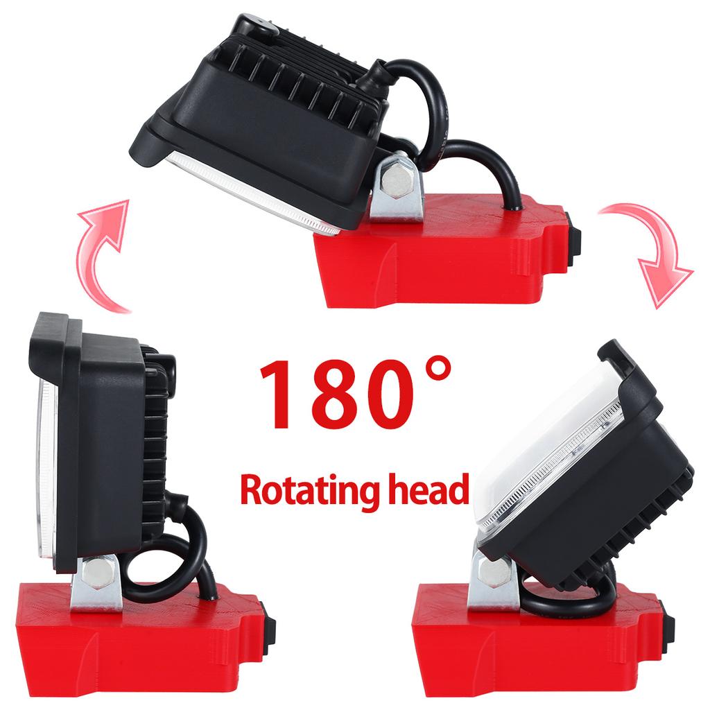 Outdoor camping LED lithium battery light 180 degree rotation 3-inch portable handheld LED work light Milwaukee M18 20V