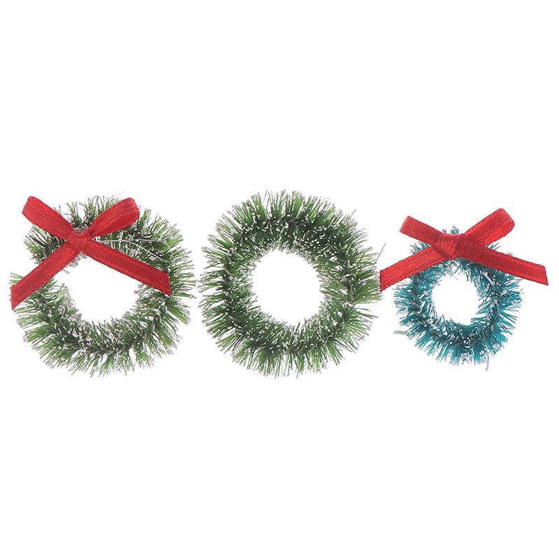 10Pcs Mini Christmas Wreaths Miniature Garden Home Decoration Dollhouse Decor