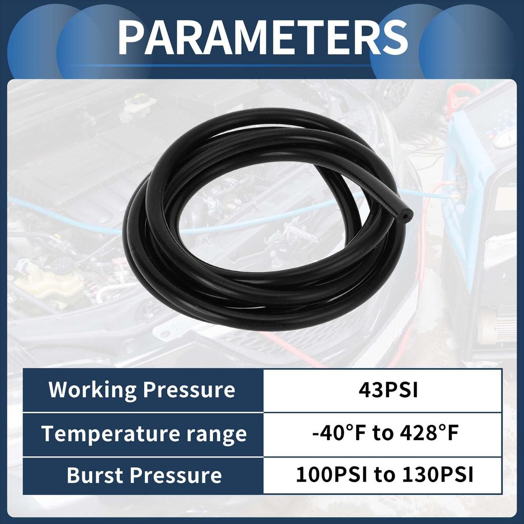 INFINAUTO Engine Silicone Vacuum Tube Hose 5FT 1/16" 2mm ID 2.5mm Thickness Vehicle Vacuum Line Silicone Black High Temperature