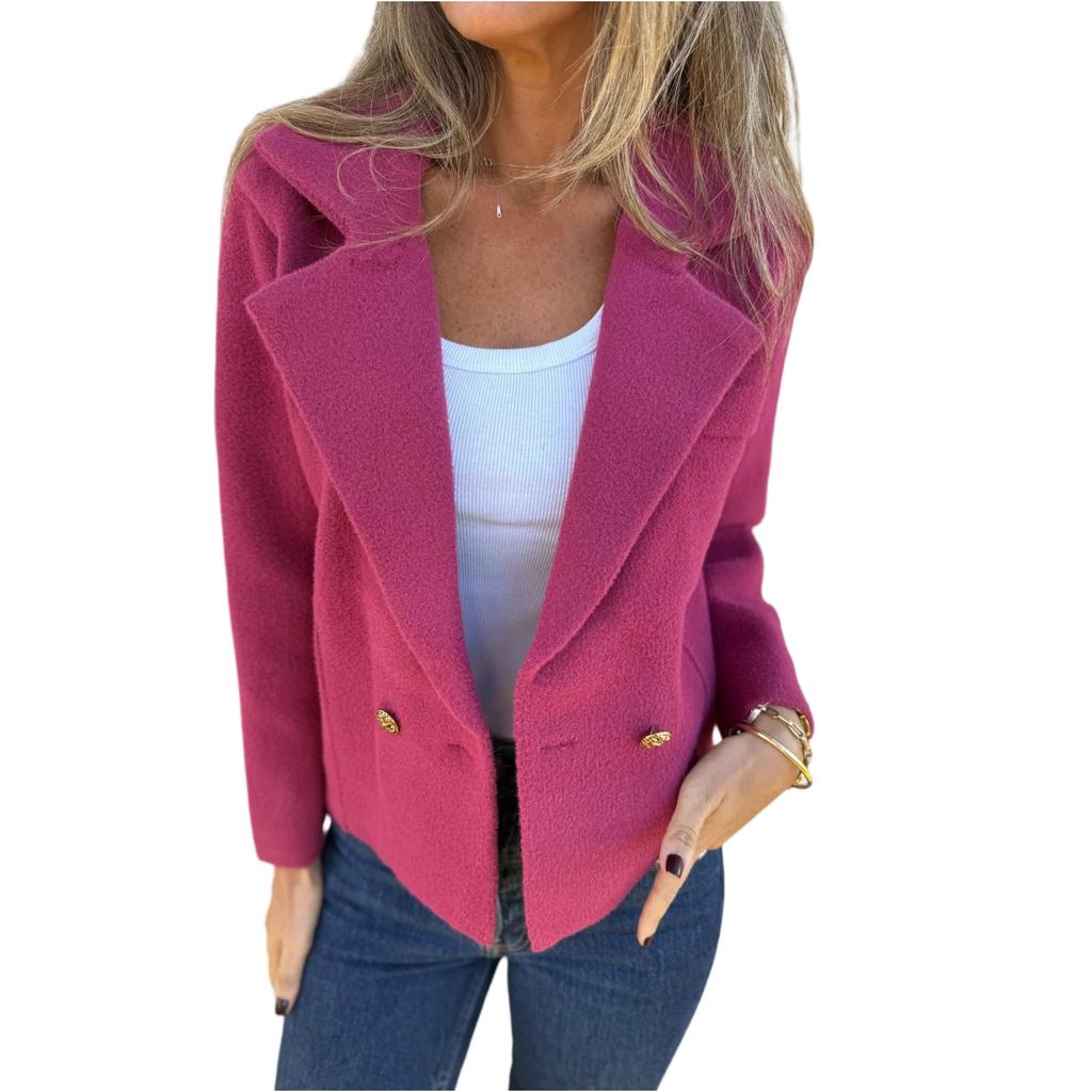 Модный женский весенний повседневный кардиган, однотонный жакет с лацканами