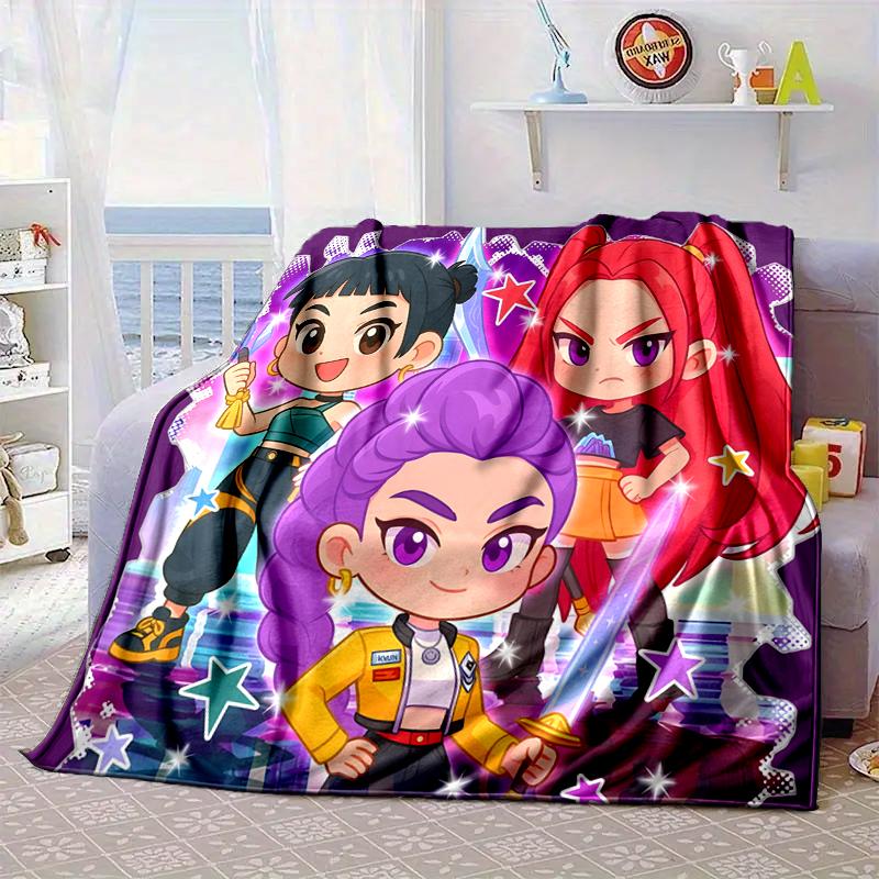 Kpop cartoon Blanket Flannel Blanket for bed, sofa, Camping, Hiking, Picnic Essentials, gift for family Fan gifts