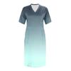 Лето плюс размер V-образным вырезом с коротким рукавом и карманом до колена с градиентным принтом повседневное платье для женщин