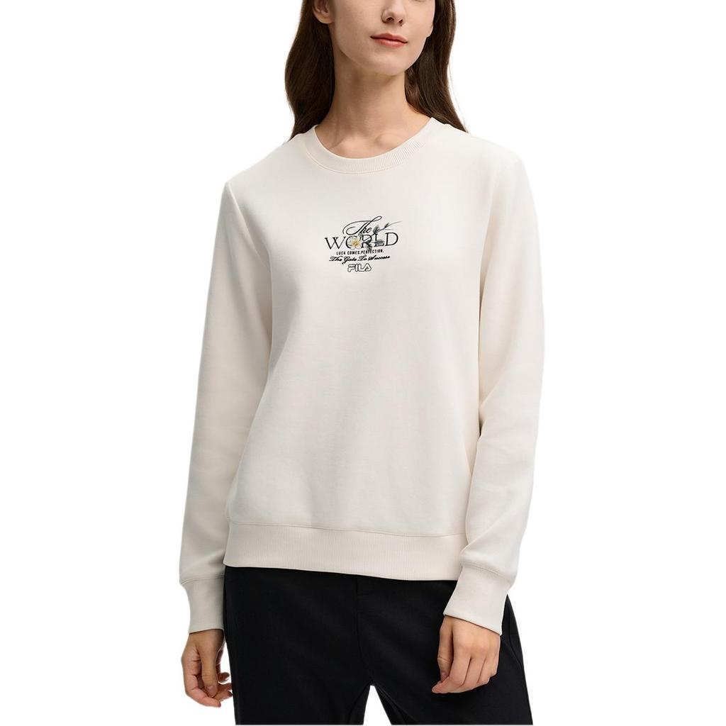 Fila Универсальный модный трикотажный пуловер с круглым вырезом Женский свитшот Светло-бежевый F11W518209FIV