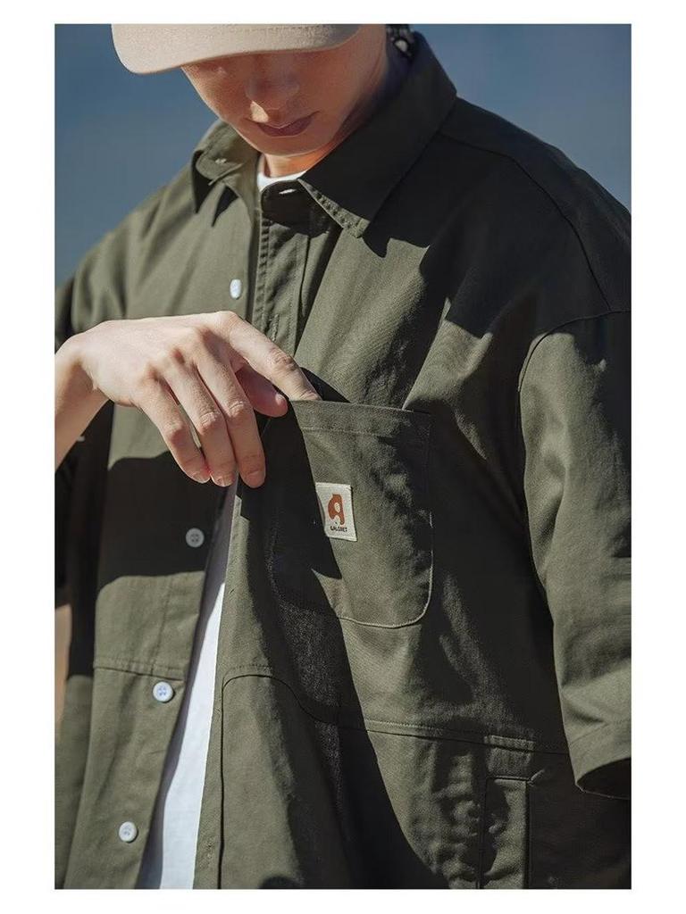 Стильная свободная рабочая рубашка с коротким рукавом в стиле ретро 2024 года - Японский и Гонконгский тренд