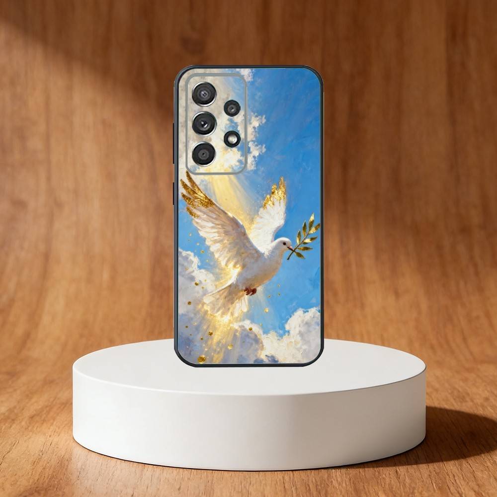 Peace D-Dove Phone Case For Samsung S25,S24,S21,S22,S23,S30,Ultra,S20,Plus,Fe,Note,10,9,5G Black Cover