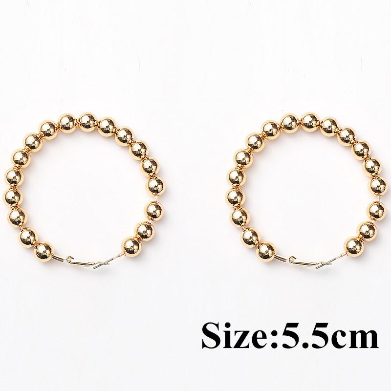 Vintage Gold Color Beads Hoop Earrings For Women Exaggerated Round Beaded Circle Big Hoops Earring Jewelry Female Pendients Gift