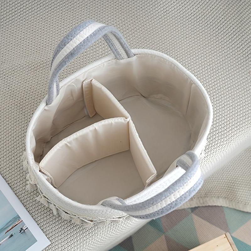 Woven rope multi-grid baby supplies storage basket, large capacity portable household organizer