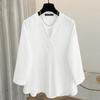 ZANZEA Women Casual V-Neck Solid Color Loose 3/4 Sleeve Cotton Blouse