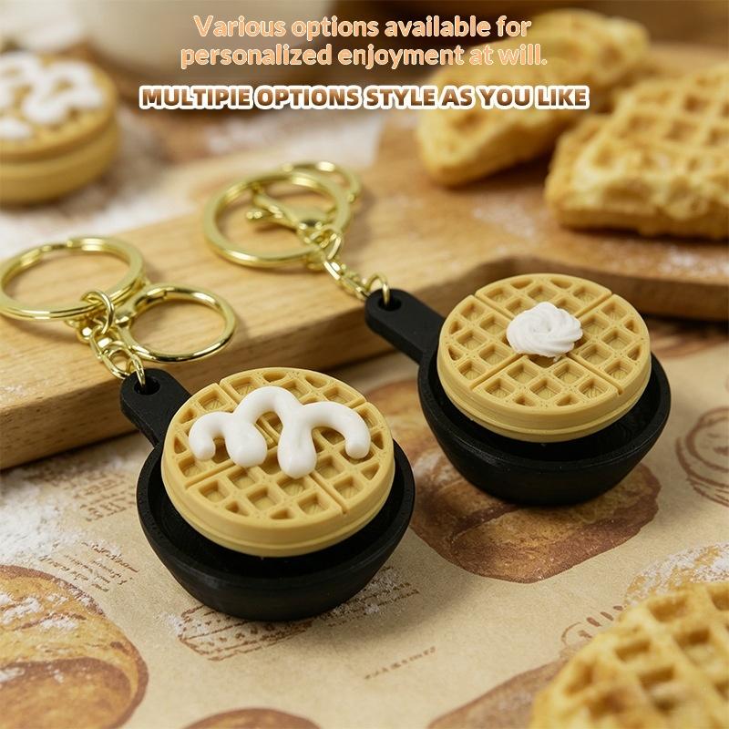 Calming Keychain Keys Finger Button Anti-Stress Toys Rabbit Cake Heart Waffles Funny Decompression Gifts For Children Adults